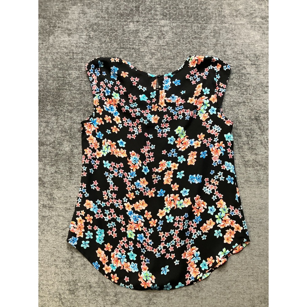 Candie's Tank Top Womens‎ Medium Black Mesh Lace Floral Round Neck Keyhole Back